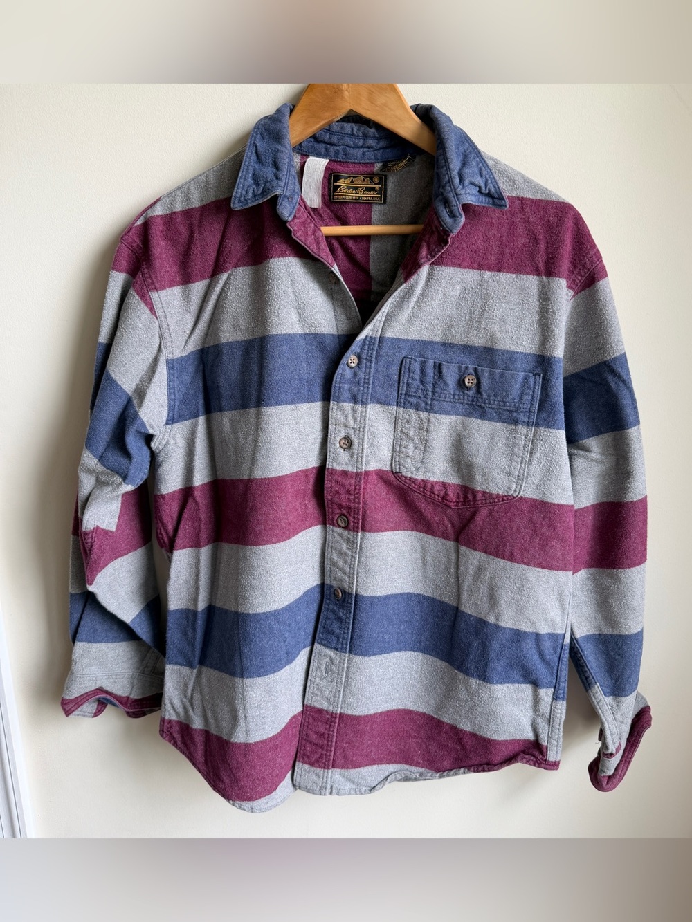 Eddie Bauer 90s Flannel Cotton Made in USA Button Down LS Mens M